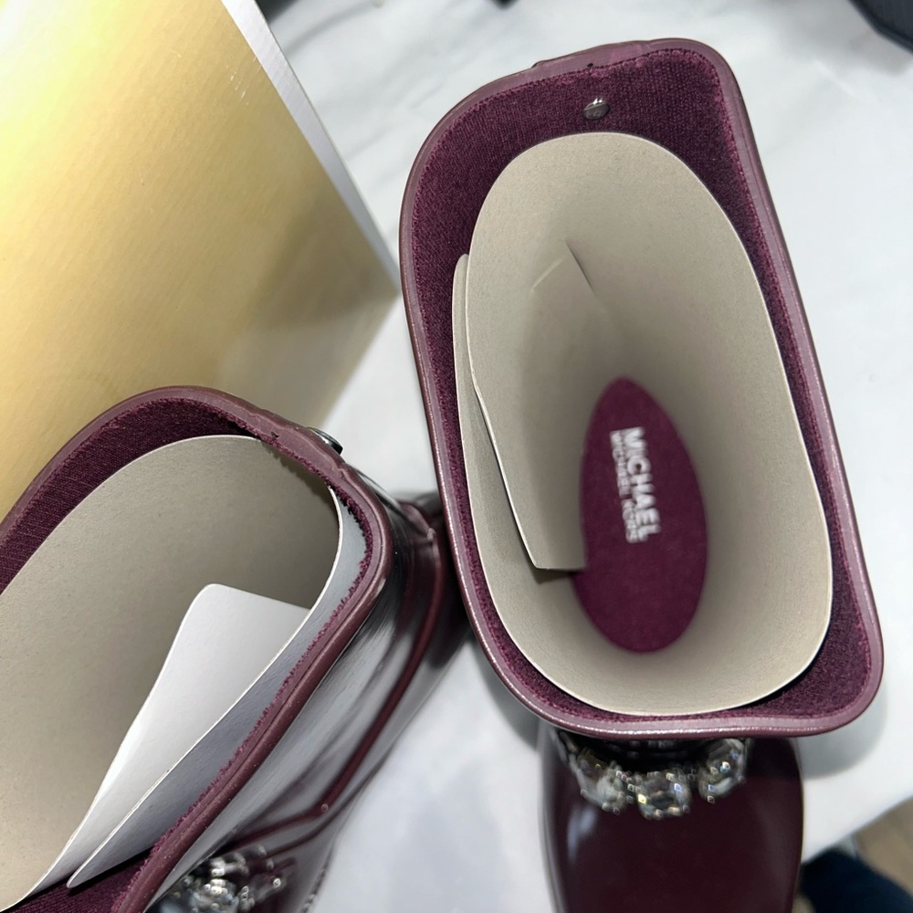 Michael Kors Women's Leslie Rubber Closed Toe Mid-Calf Rainboots, Plum - Picture 5 of 5